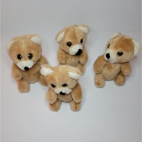 4 Vintage Miniature Stuffed Teddy Bears - Picture 4 of 9